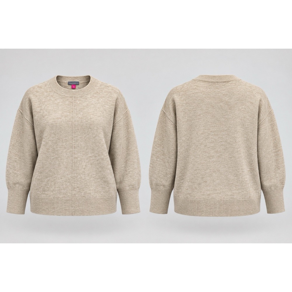 Vince Camuto Center Seam Crewneck Sweater, Brown, Size Small